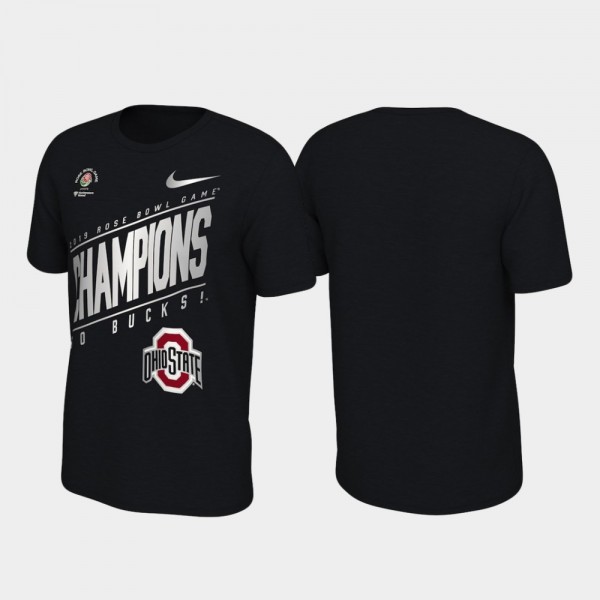 Ohio State Buckeyes Men's Rose Bowl 2019 Black Champions Locker Room College Football T-Shirt 2404FOVT6